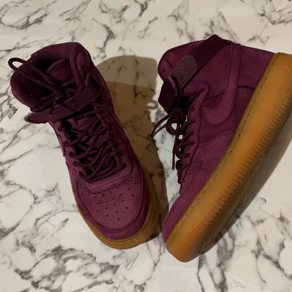Suede High Top strapped Nikes